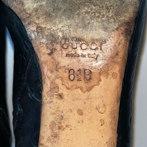 GUCCI GG Monogram Black Leather Pointed Toe Bootie, Made in Italy, size 8.5B - Picture 8 of 8